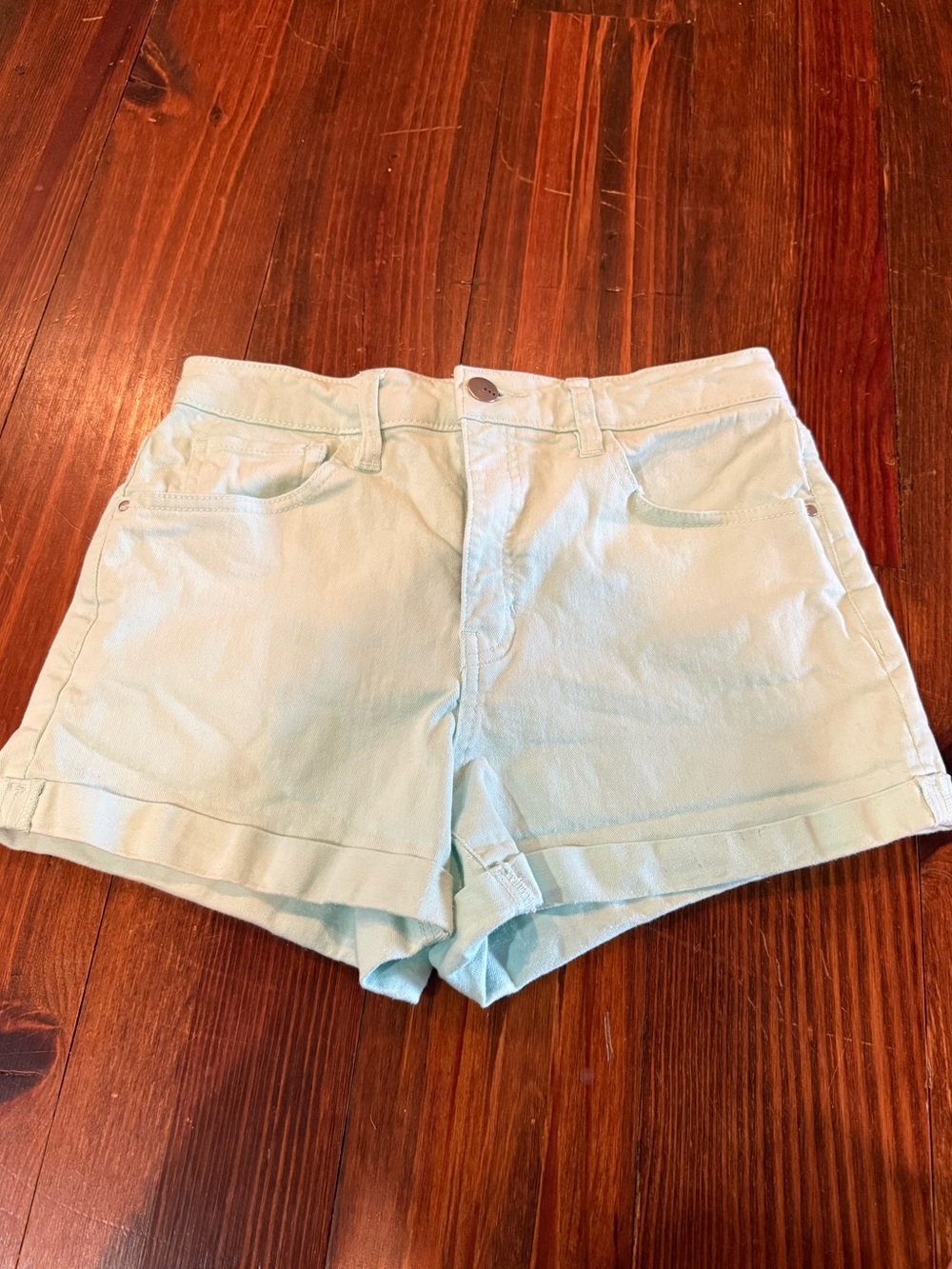 Women’s Light Mint Roll-Hem Shorts